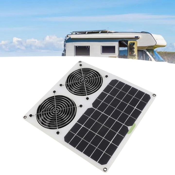 Solarlüfter 12 Zoll, Dual Lüfter 100W, Solar Abgasventilator für Hühnerstall Gewächshaus mit Monokri