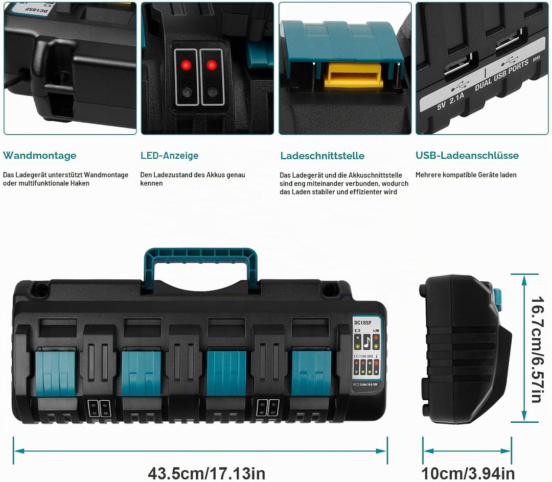 14,4V-18V Akku-Ladegerät für Makita DC18SF, LXT Li-Ion Schnell-Ladegerät für BL1430 BL1450 BL1440 BL