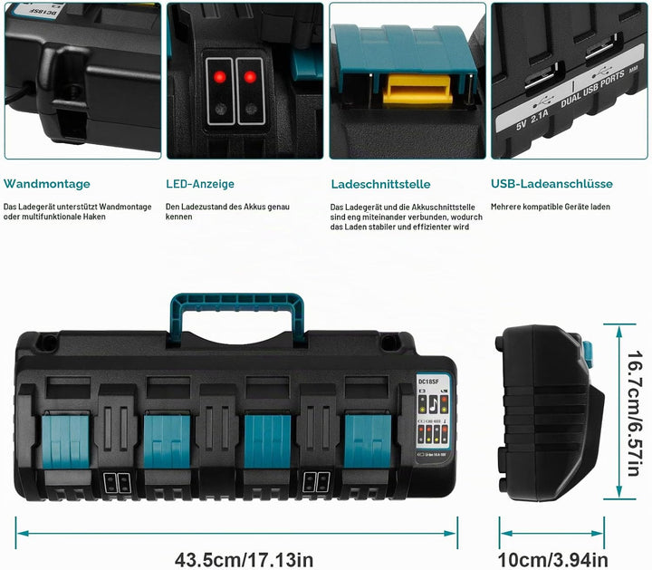 14,4V-18V Akku-Ladegerät für Makita DC18SF, LXT Li-Ion Schnell-Ladegerät für BL1430 BL1450 BL1440 BL