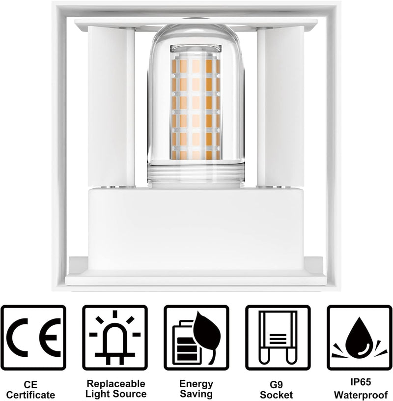 ChangM Wandleuchte Innen Aussen 7W LED Wandlampe mit Einstellung des Blattwinkels, IP65 Wandleuchte