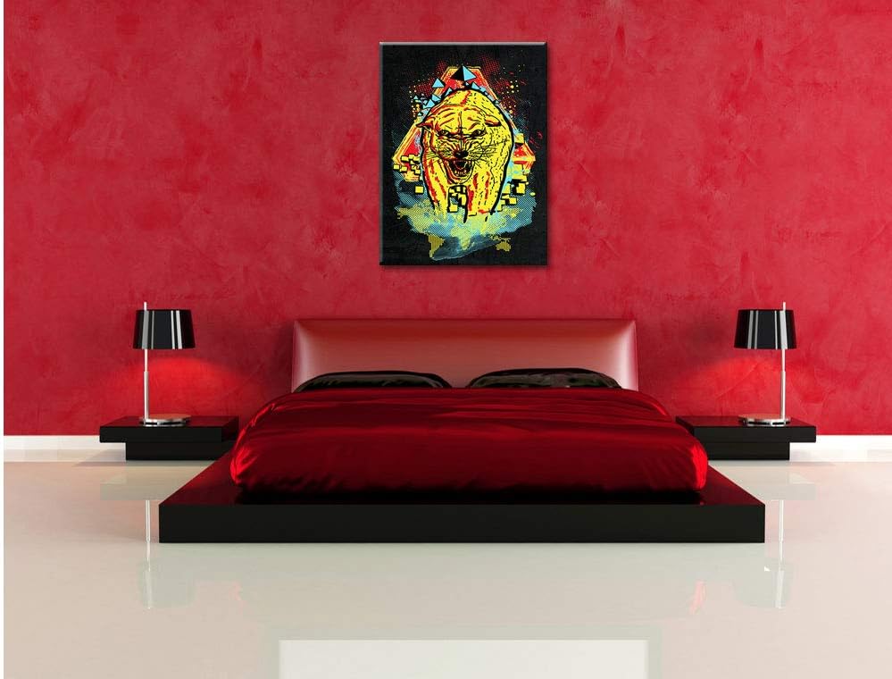 Dark Wet-Cat black Leinwand, XXL riesige Bilder fertig gerahmt mit Keilrahmen, Kunstdruck auf Wandbi