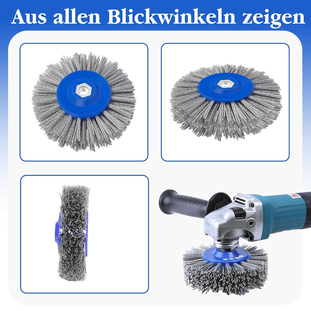 Schleifbürste, Nylonbürste 46/60/80/120 Körnung, 150mm M14 Polierbürste für Satiniermaschine Winkels