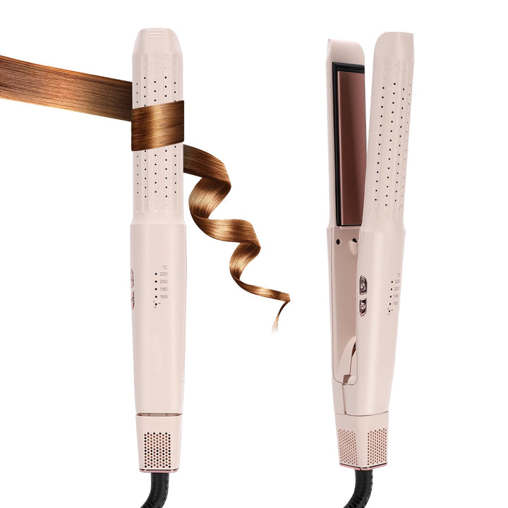 2-in-1 Lockenstab & Haarglätter mit Kaltluft – Professioneller Haarcurler mit Keramik-Heizplatten, N