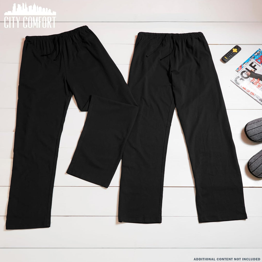 CityComfort Herren Schlafanzughose Lang mit Seitentaschen & elastischem Bund, 2er Pack M Bund mit Ko