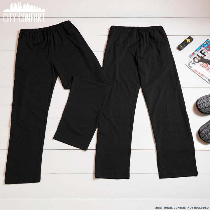 CityComfort Herren Schlafanzughose Lang mit Seitentaschen & elastischem Bund, 2er Pack M Bund mit Ko