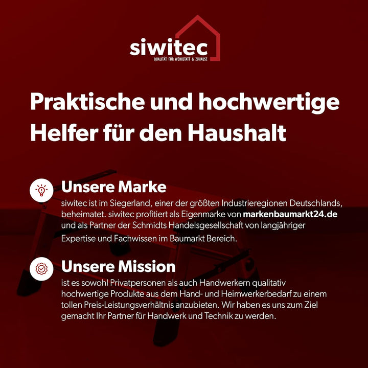 siwitec Trittleiter, 1 Stufe, Alu Klapptritt, leichte Aluminium Tritthocker bis 150 kg belastbar, Fa