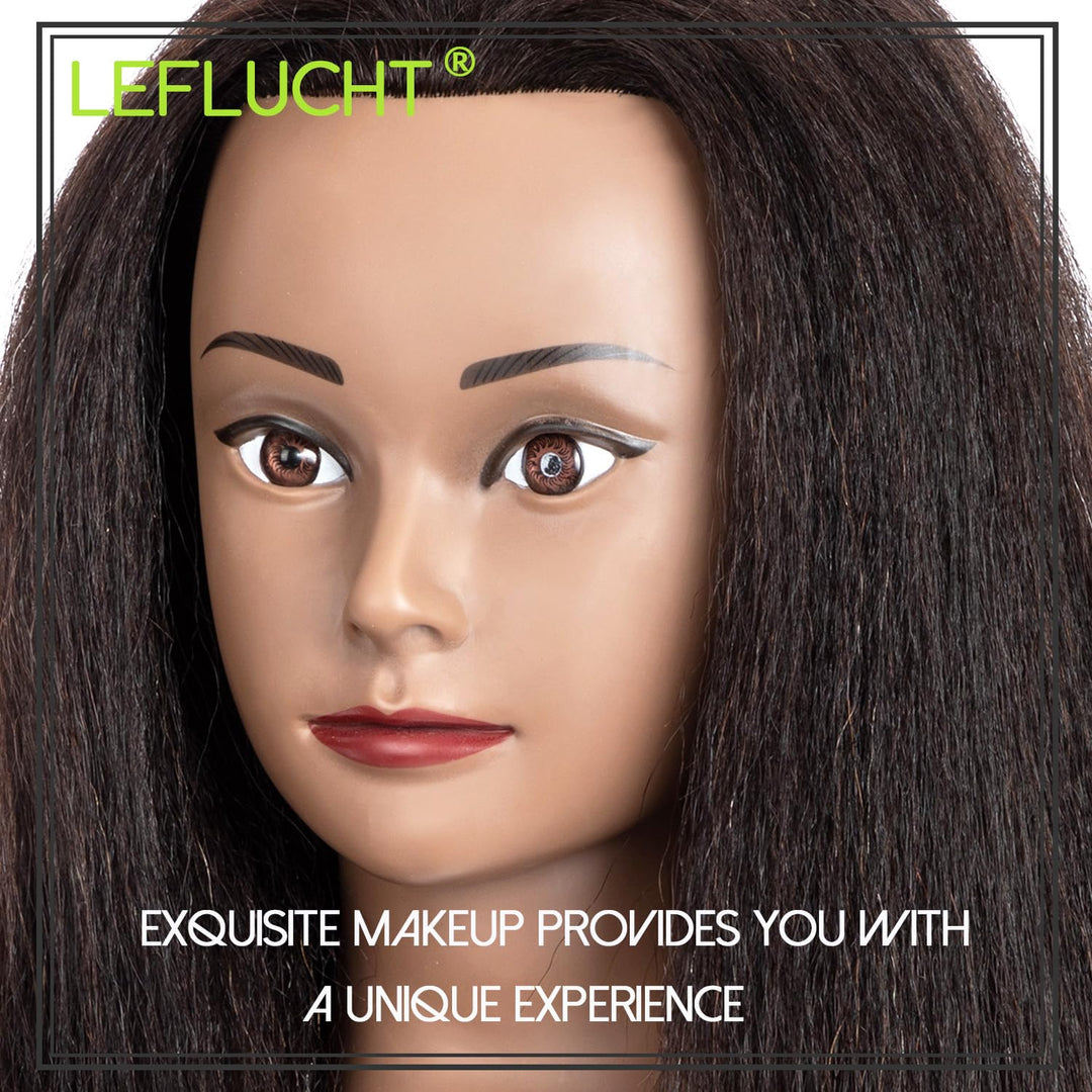 Mannequinkopf mit menschlichem Haar 18'' Kosmetologie Mannequinkopf mit 100% echtem menschlichem Haa
