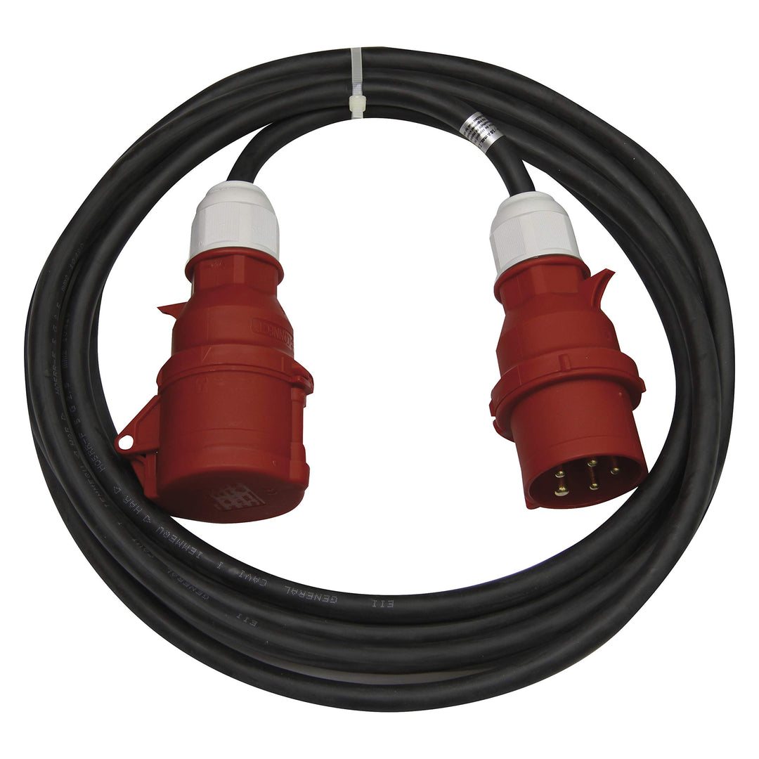 CEE-Verlängerungskabel 5-polig Stecker / 20m / 5X 16 A / 400V / 3 Phasen / 2,5 mm / IP44 / schwarz