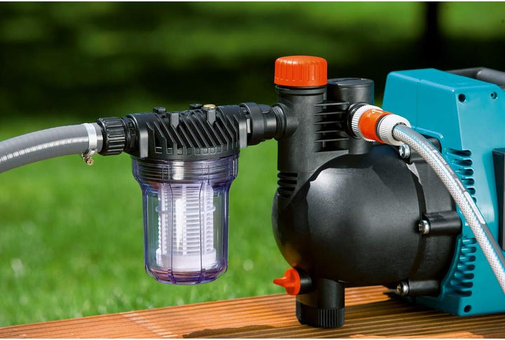 Gardena Premium Hauswasserautomat 6000/6E LCD Inox: Hauswasserpumpe & 01730-20 Pumpen-Vorfilter 180