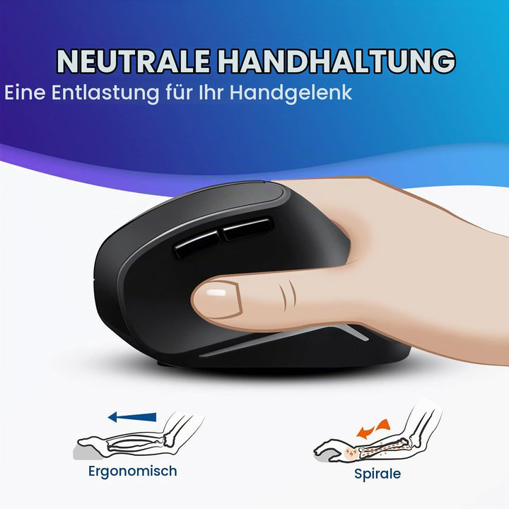 Perixx PERIMICE-715 II Ergonomische Vertikale Maus Kabellos 2,4 GHz ohne Kabel - Funk 2, 4 Ghz, ohne