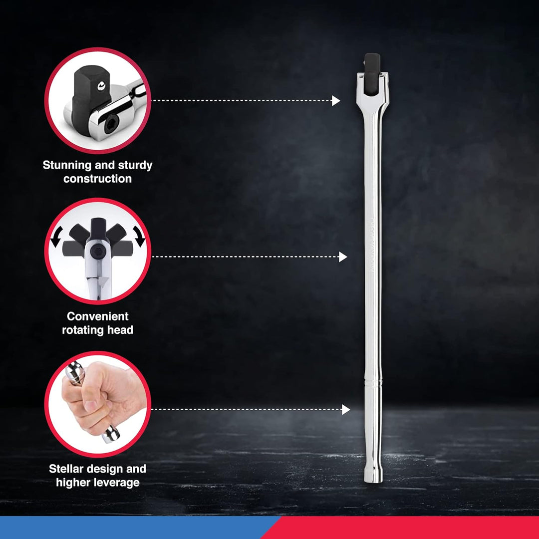 Neiko 00206A 1/2 Zoll Drive Premium Breaker Bar | Cr-V-Stahl | 180 Flex Cr-Mo-Kopf | 61 cm Länge 24'