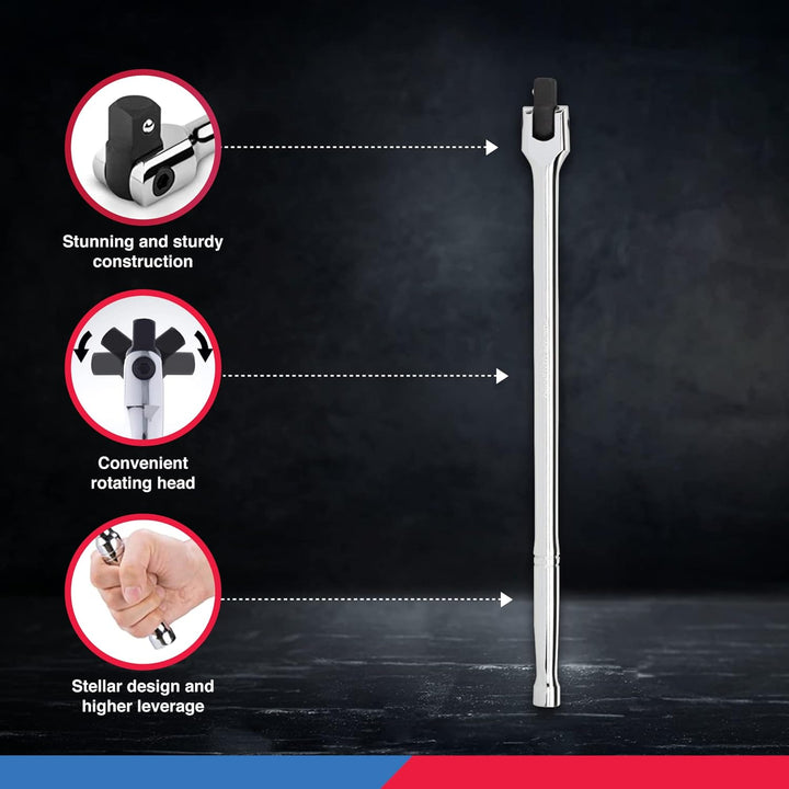 Neiko 00206A 1/2 Zoll Drive Premium Breaker Bar | Cr-V-Stahl | 180 Flex Cr-Mo-Kopf | 61 cm Länge 24'