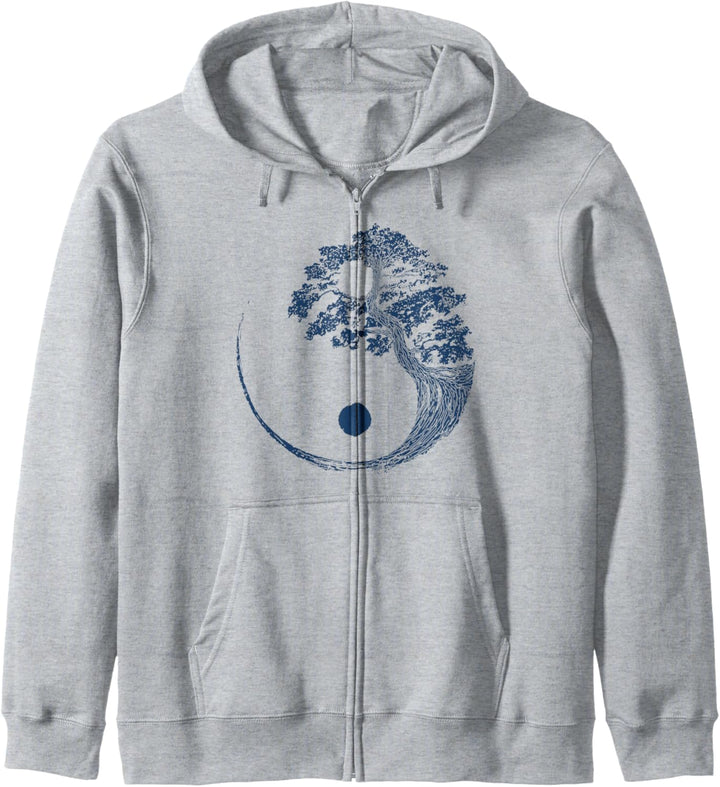 Yin Yang Blauer Bonsai Baum Japan Zen Meditation Geschenk Kapuzenjacke