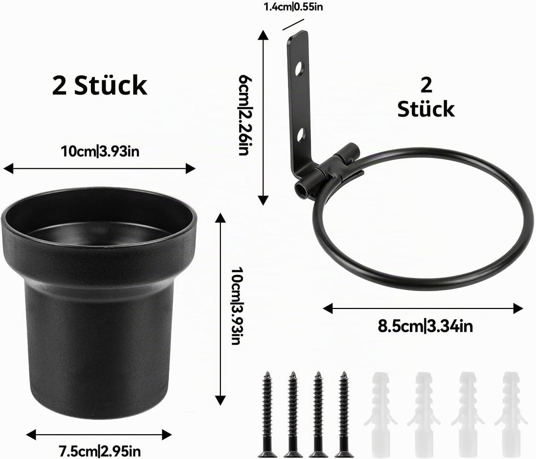 HA BIN Wandblumentopf für Akustikpaneele – 2er-Set kleine PP-Blumentöpfe Ø10×H10cm mit Halterungen f