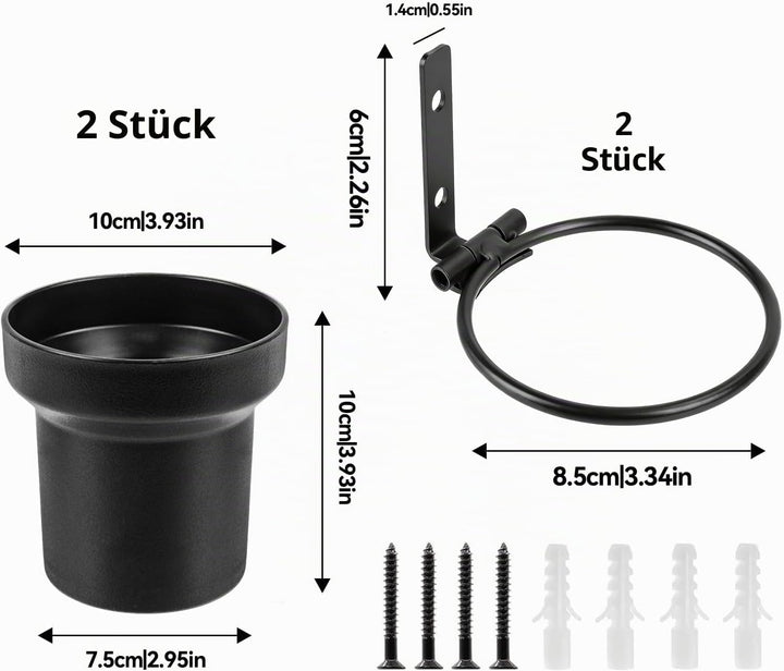 HA BIN Wandblumentopf für Akustikpaneele – 2er-Set kleine PP-Blumentöpfe Ø10×H10cm mit Halterungen f