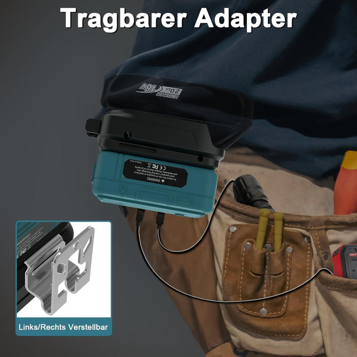 8-in-1 Ladeadapter & USB Adapter für Makita 18V Akkus - Handy Ladegerät mit 6X USB-A & 2X Type-C Sch