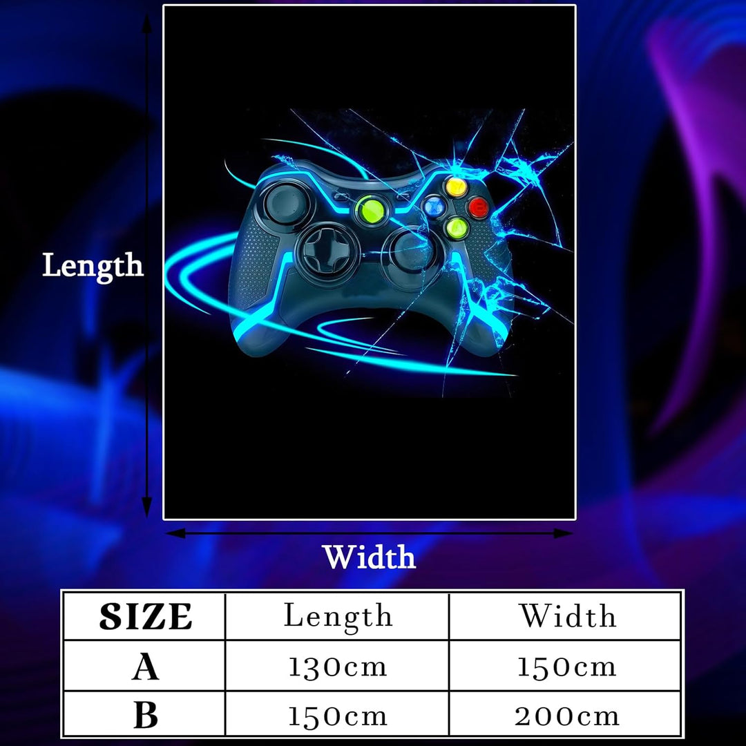 Gamepad Kuscheldecke Flanell Decke Spielkonsolen-Muster Fleecedecke Flauschig Weich und Warme,3D Gam