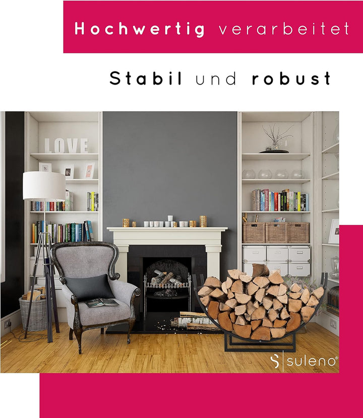 SULENO Kaminholzregal BRISTOL 55 x 92 x 21 cm Holzlager Kaminzubehör schwarz