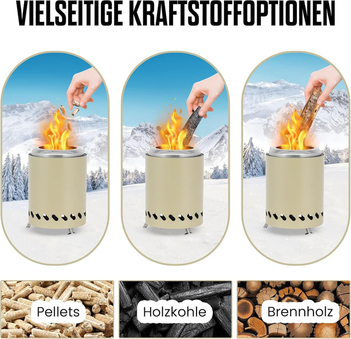 Tischfeuerstelle mit Ständer, Mini-Feuerstelle aus Edelstahl, Deko für Garten,Terrasse und Balkon,Fü
