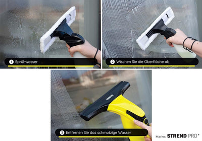 STREND PRO Akku Fenstersauger für PERFECT Fenster Putzen | Fensterreiniger Elektrisch mit Sprühflasc