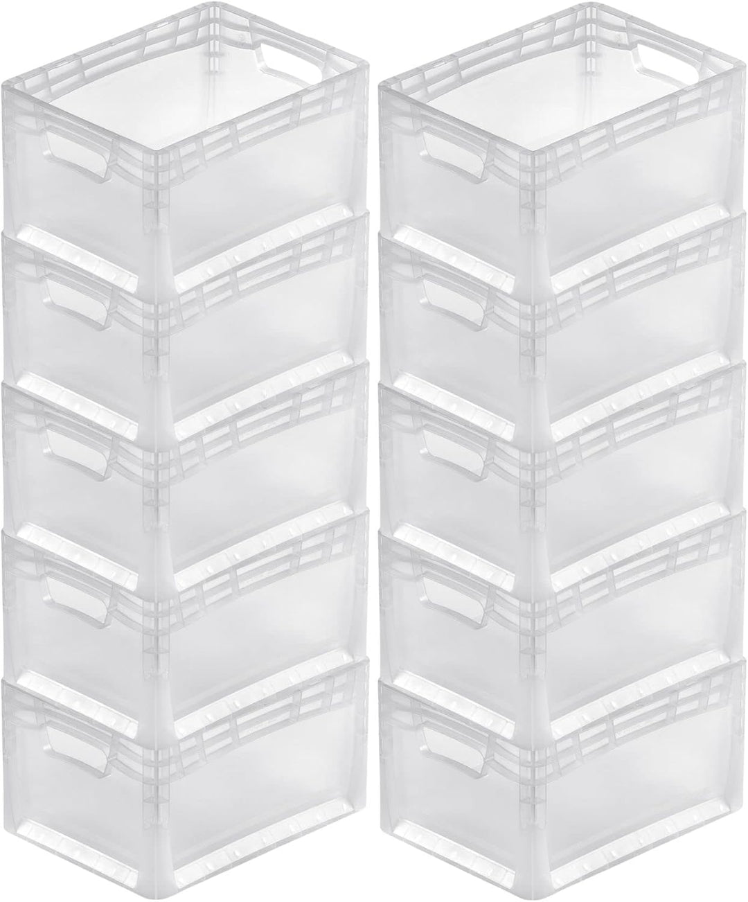 PROREGAL SuperSparSet 10x Transparenter Eurobehälter LightLine mit offenem Griff | HxBxT 22x30x40cm