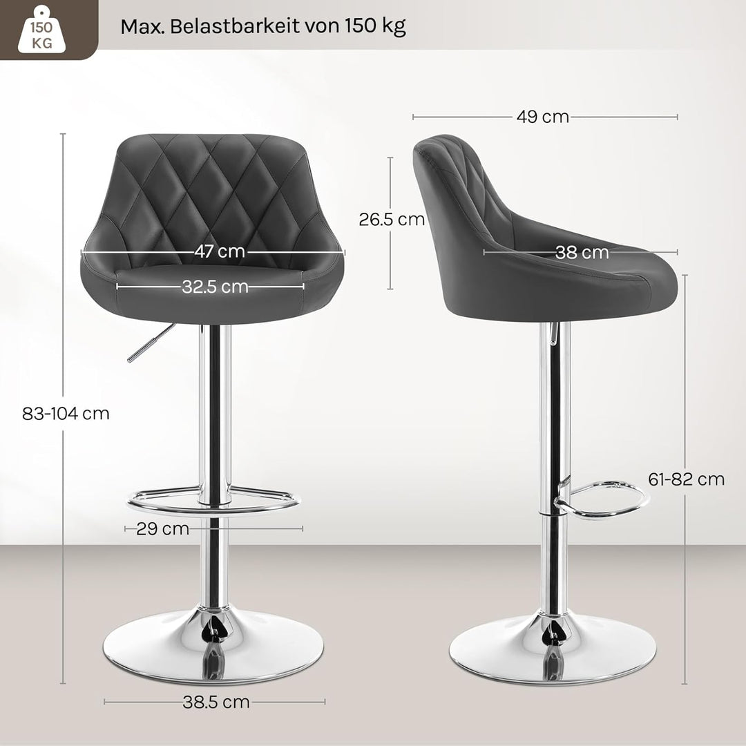 WOLTU 4er Set Barhocker Bistrohocker Tresenhocker Barstuhl Höhenverstellbar, Drehbar, Sitzfläche aus