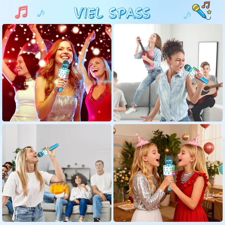 Karaoke Mikrofon Kinder, Drahtloses Bluetooth Mikrofon mit LED, Geschenke Mädchen Teenager Mädchen J