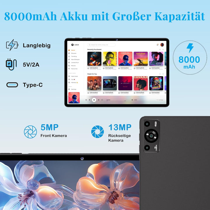 2026 Neueste Tablet 11 Zoll Android 15 Tablets, 8000mAh, Gemini AI, 24GB RAM + 256GB ROM(TF 2TB), Wi