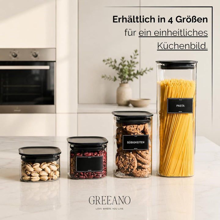 Vorratsgläser eckig mit Deckel 500ml [6er Set] – Vorratsdosen Glas luftdicht & mottensicher – Aufbew
