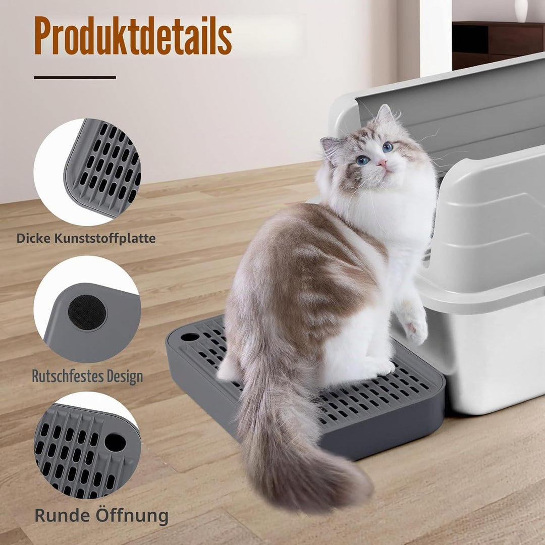 Kalolary Katzenstreu-Rampe mit Filtersystem – rutschfeste Treppe für Katzentoilette, Litter Catcher
