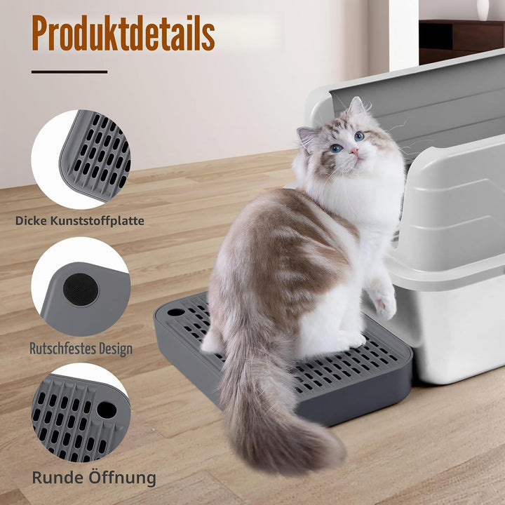 Kalolary Katzenstreu-Rampe mit Filtersystem – rutschfeste Treppe für Katzentoilette, Litter Catcher