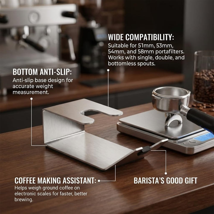 Kaffee Siebträger Halter und Tamper Station, Edelstahl, für 51-58 mm, Bodenlos
