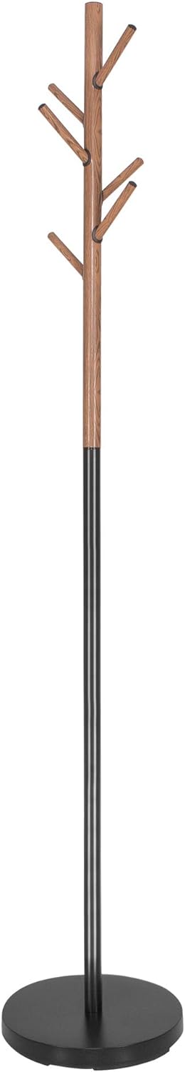 SPRINGOS Kleiderständer Baum-Optik 6 Haken Metall 180 cm freistehend Schwarz-braun, Schwarz-braun