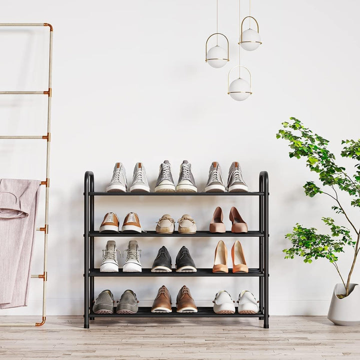 FANHAO Schuhregal, Schuhregale 4 Ebenen Edelstahl, Schuh-Organizer für bis zu 12 Paar Schuhe, Schuh