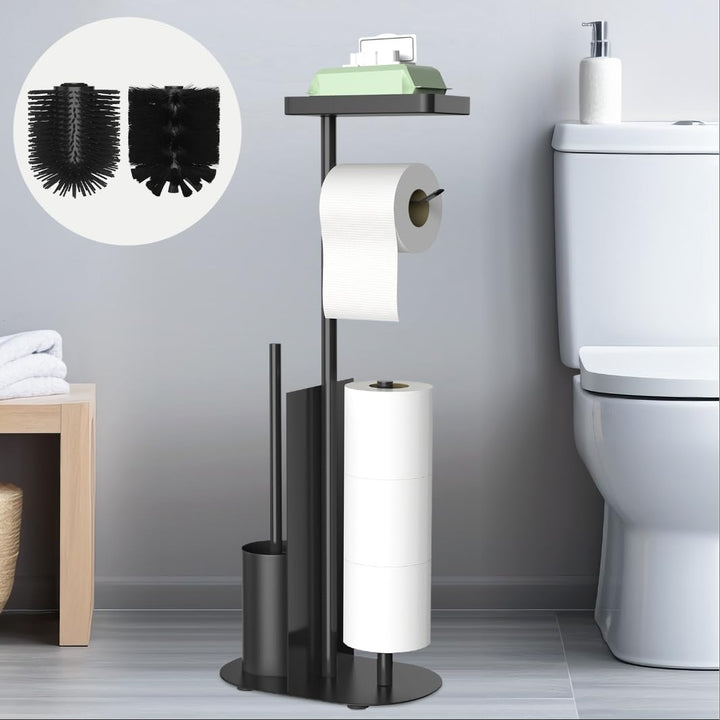 Edelstahl Klopapierhalter Stehend mit Klobürste - mit WC Bürste, Toilettenpapierhalter mit Feuchttüc