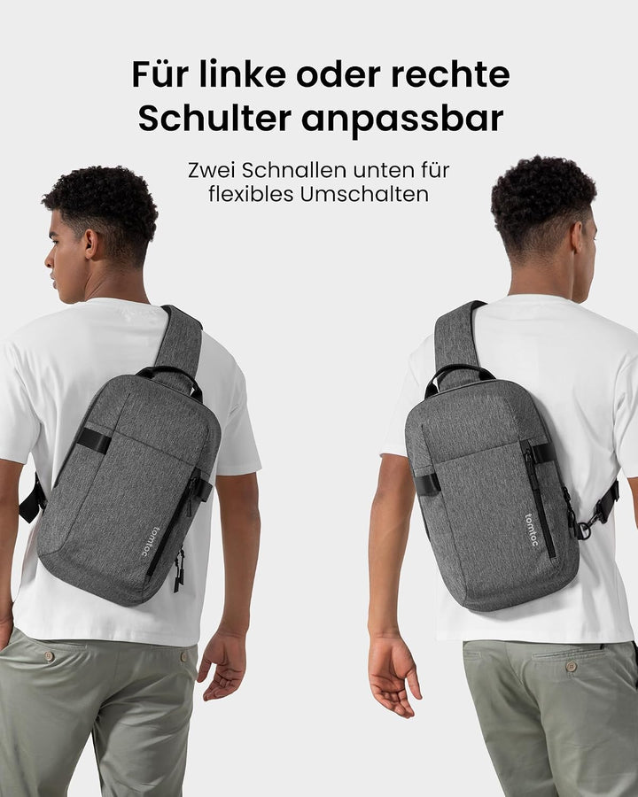 tomtoc Kompakt Sling Bag, Minimal Einzelgurt Schulterrucksack für 14-Zoll MacBook Pro, Wasserresiste