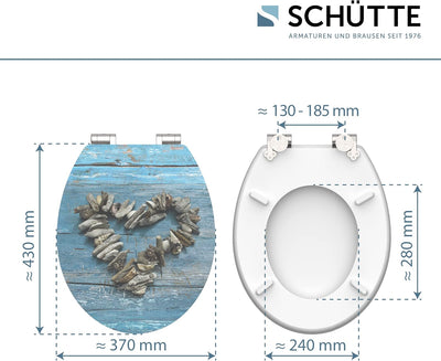 SCHÜTTE 80540 HG MDF-Holzkern High Gloss WC-Sitz SHELL HEART mit Absenkautomatik, Motiv, Shell Heart