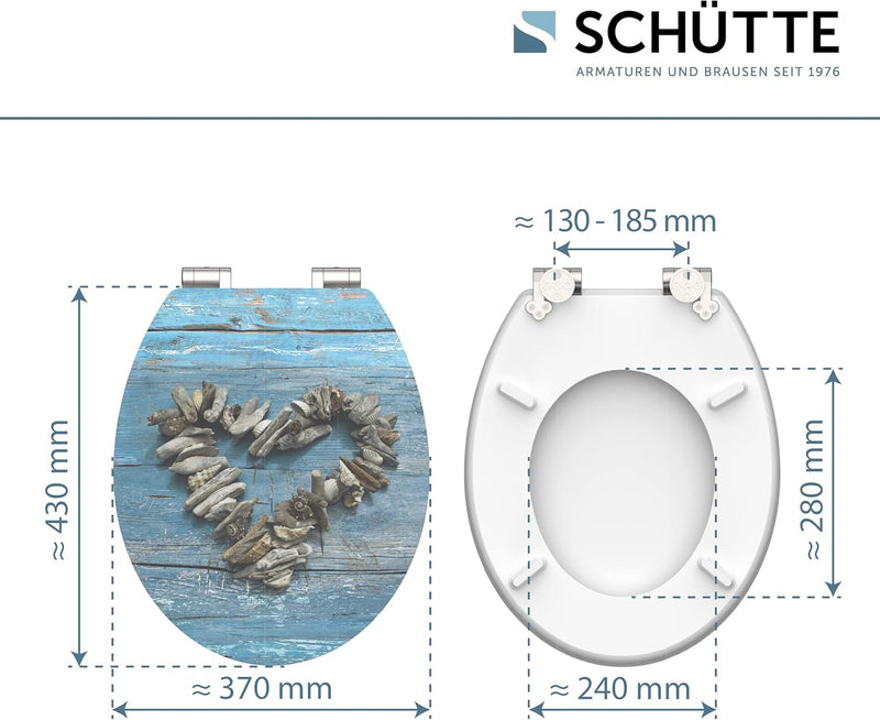 SCHÜTTE 80540 HG MDF-Holzkern High Gloss WC-Sitz SHELL HEART mit Absenkautomatik, Motiv, Shell Heart