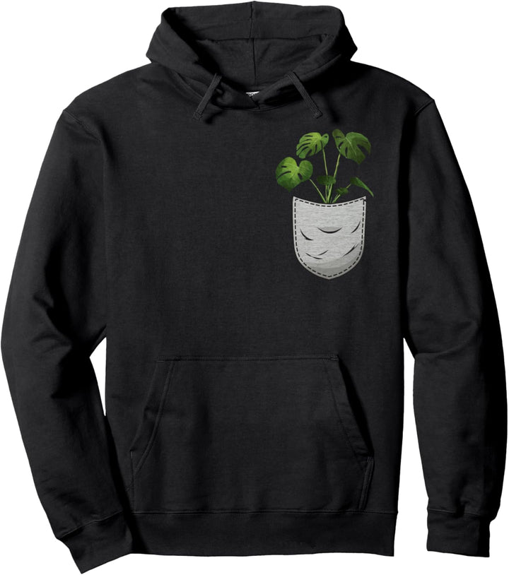 Monstera in der Brusttasche Pullover Hoodie