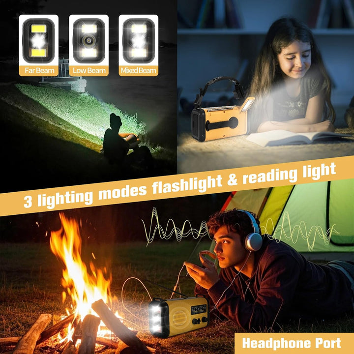 Notfall-Solar-Kurbelradio mit 20.000 mAh, AM/FM NOAA tragbares Wetterradio mit USB-Aufladung, Handy-