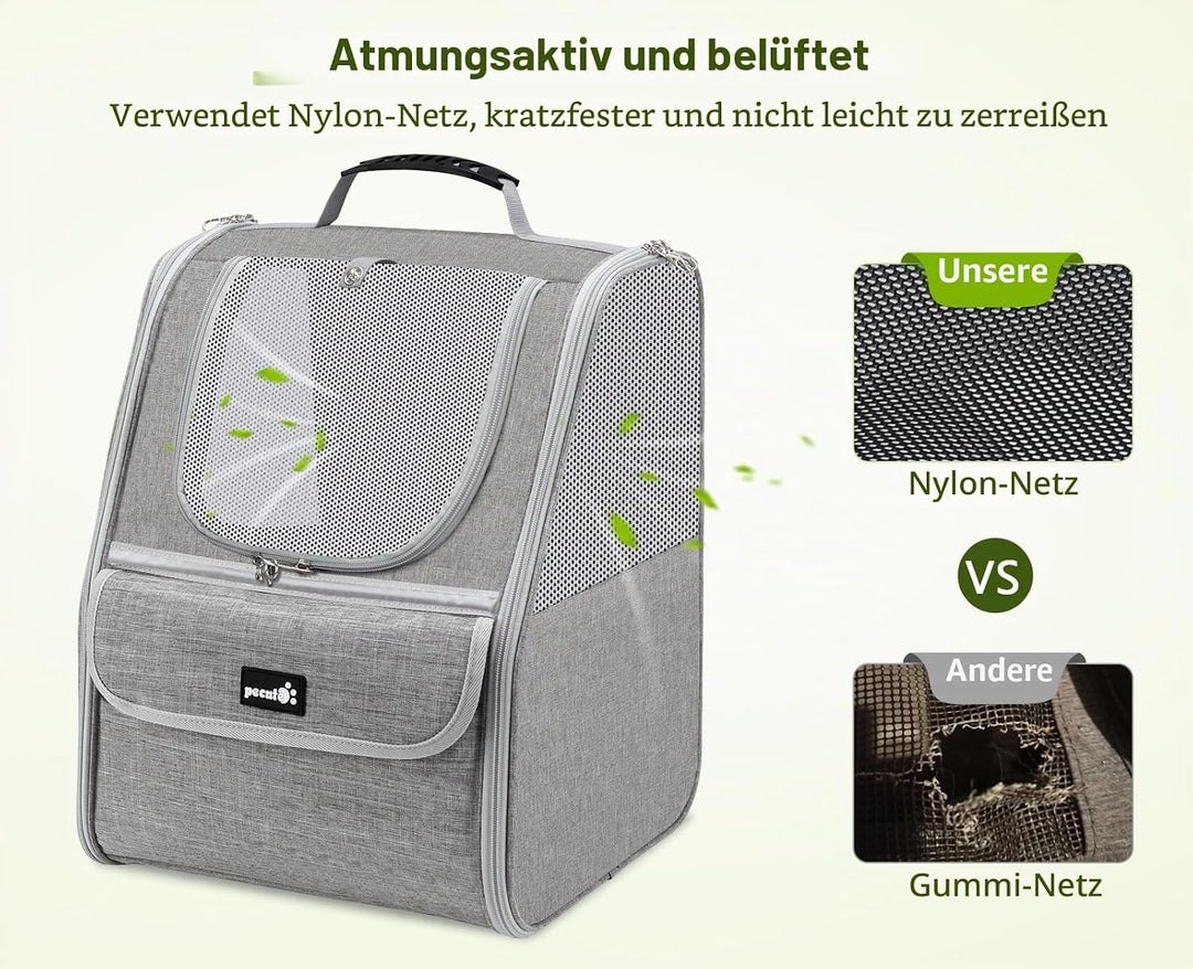 pecute Katzenrucksack Haustier Rucksack mit Netzfenster, Tragbare und Faltbare Katzentasche, Atmungs