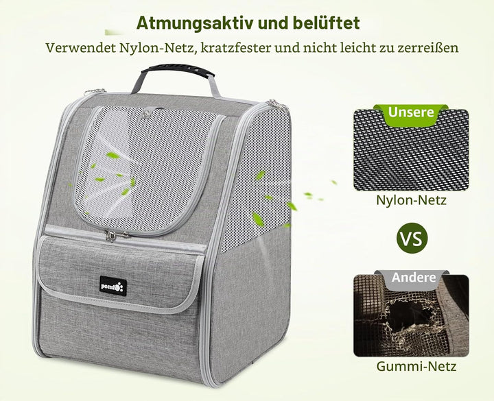 pecute Katzenrucksack Haustier Rucksack mit Netzfenster, Tragbare und Faltbare Katzentasche, Atmungs