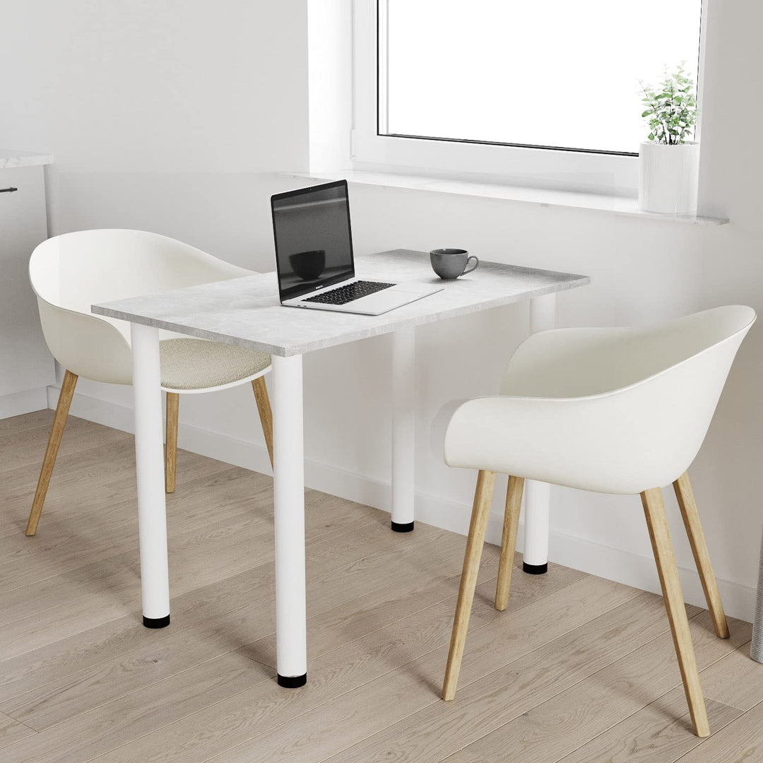 AKKE 60x40 | Esszimmertisch - Esstisch - Tisch mit weissen Beinen - Küchentisch - Bürotisch | Beton