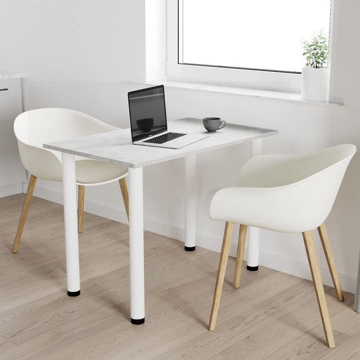 AKKE 60x40 | Esszimmertisch - Esstisch - Tisch mit weissen Beinen - Küchentisch - Bürotisch | Beton