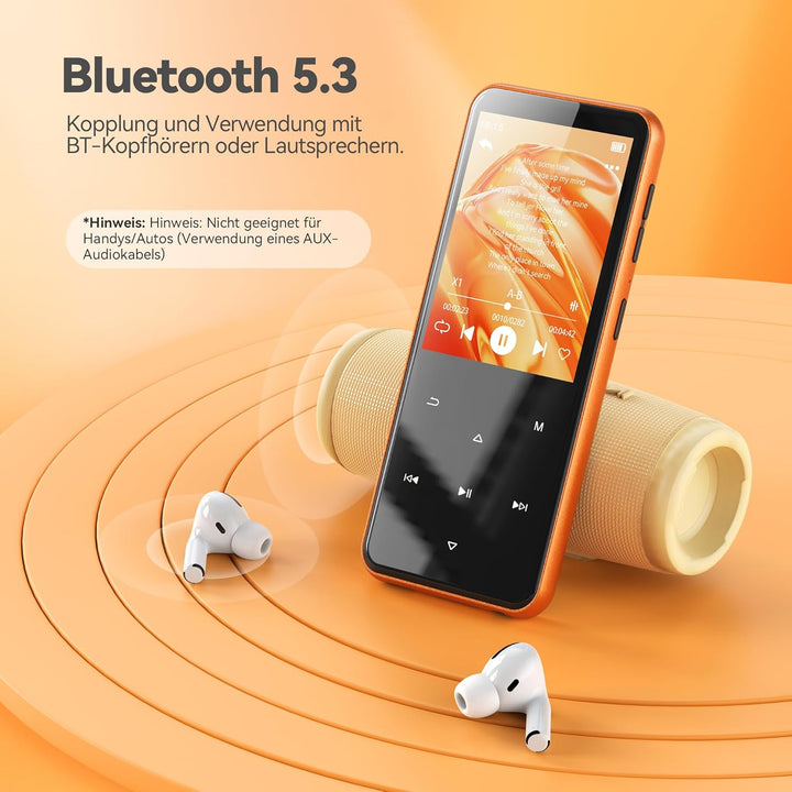 AGPTEK 64GB MP3 Player Bluetooth 5.3 mit 2,4" TFT Farbbildschirm, HiFi Musik Kinder MP3 Player mit L