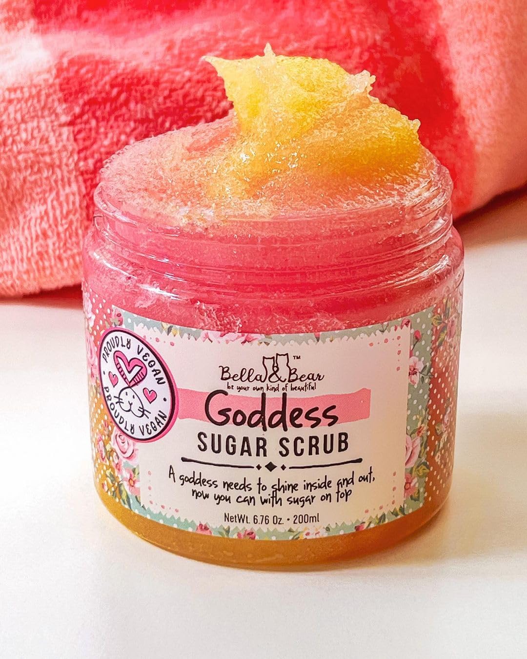 Bella and Bear Goddess Sugar Scrub, No Parabens, New Fragrance, Cruelty-Free, Vegan-Friendly Exfolia
