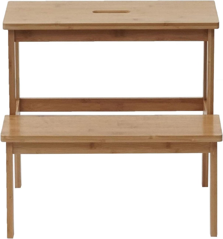 Tritthocker HWC-B87, Stufenhocker Trittbank Holzhocker, Bambus 43x47x38cm