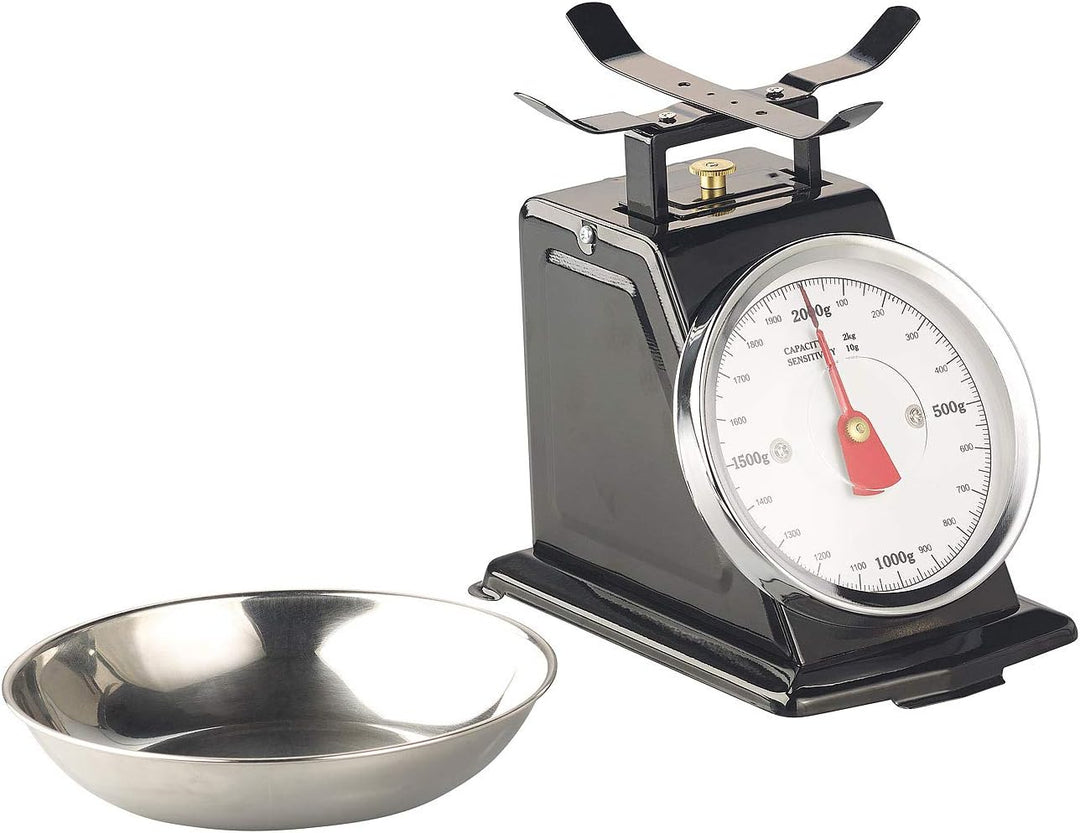 Rosenstein & Söhne Küchenwaage mechanisch: Analoge Retro-Küchenwaage bis 2 kg mit Tara-Funktion, sch