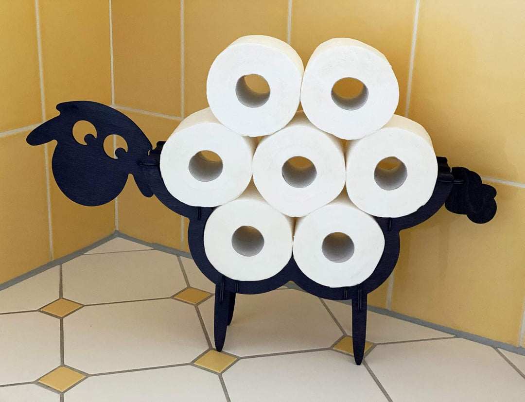 DanDiBo Toilettenpapierhalter Schwarz Schaf Holz WC Rollenhalter WC Papierhalter Klopapierhalter Ste