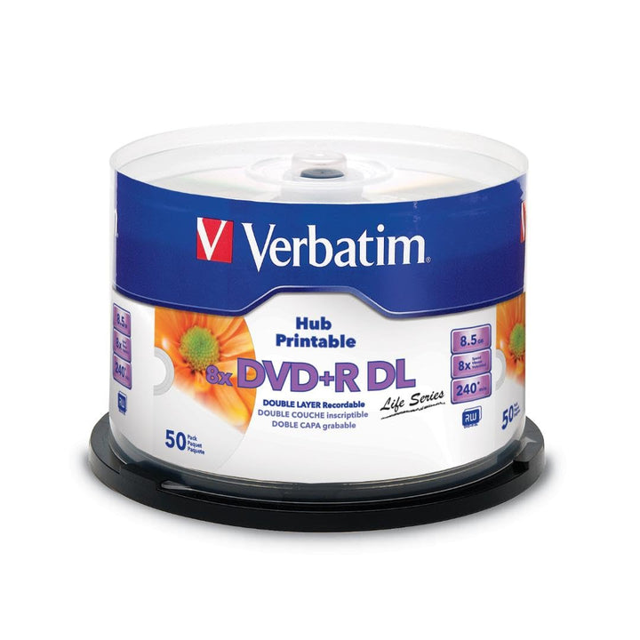 Verbatim DVD Double Layer DVD+R DL 8.5 GB / 240 min 8x, Full printable White No ID, 50 Stück in Cake